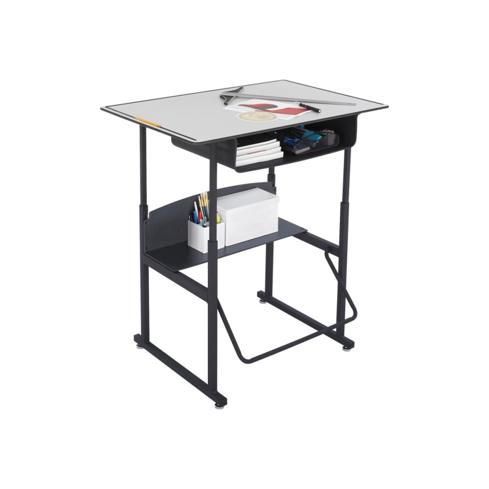 Safco AlphaBetter Adjustable-Height Stand-Up Desk, with Book Box, 36in x 24in Top, Gray/Black