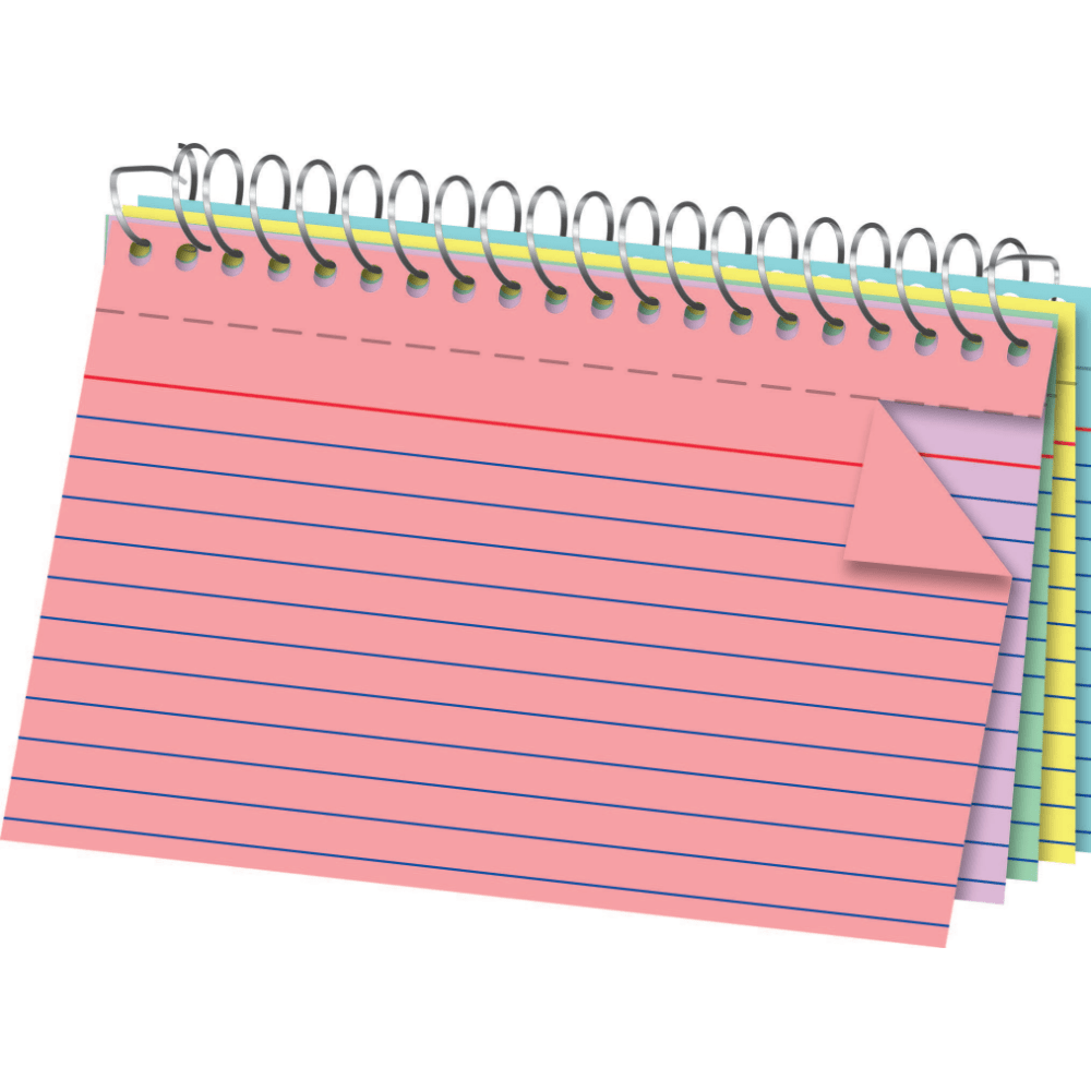 Office Depot Brand Spiral Ruled Index Cards, 4in x 6in, Assorted Colors, Pack Of 100