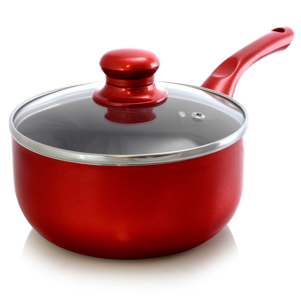 Better Chef 1.5-Quart Ceramic Non-Stick Saucepan, Red