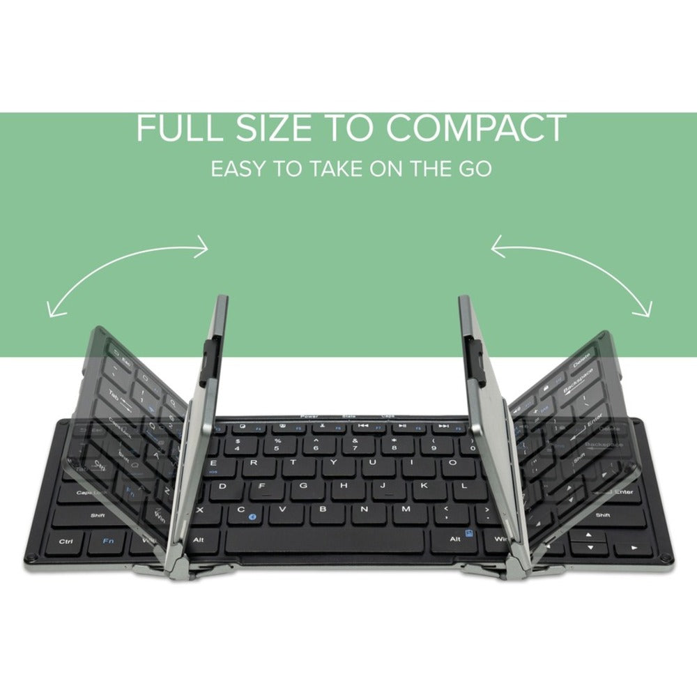 Plugable Foldable Bluetooth Keyboard Compatible with iPad, iPhones, Android, and Windows - Full-Size Multi-Device Keyboard, Wireless and Portable with Included Stand for iPad/iPhone (11.5 inches)