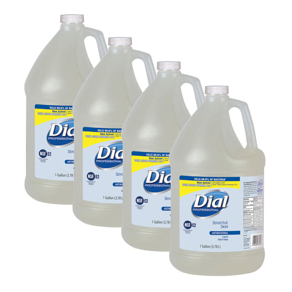 Dial Antimicrobial Soap For Sensitive Skin, Unscented, 128 Oz, Case Of 4 Bottles