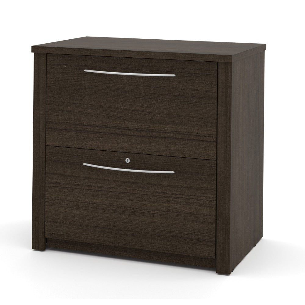 Bestar Embassy 30-13/16inW x 19-5/8inD Lateral 2-Drawer Locking File Cabinet, Dark Chocolate