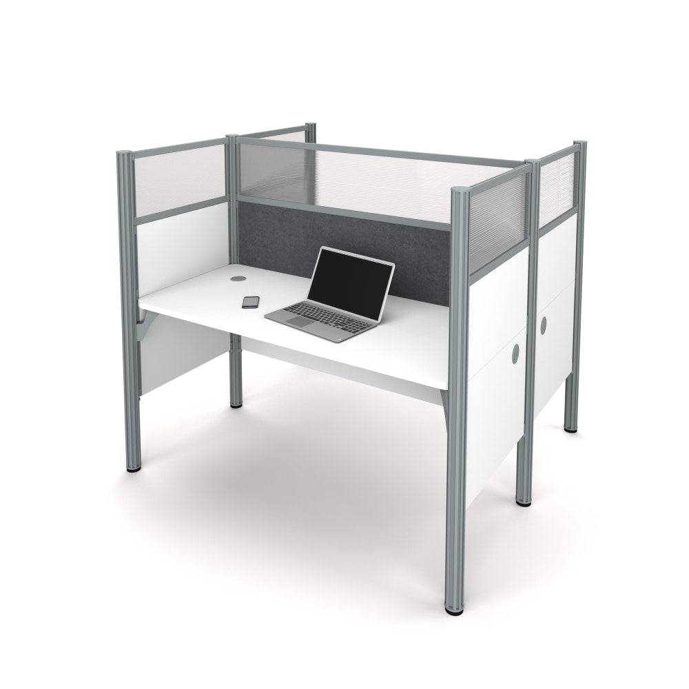 Bestar Pro-Biz 63inW Computer Desk Office Cubicles With Tack Boards And High Privacy Panels, Gray/White