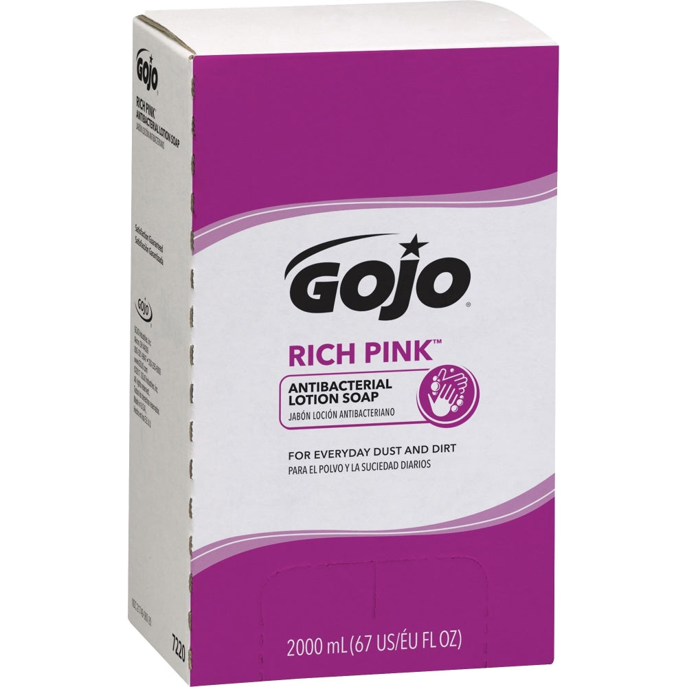 Gojo Rich Pink Antibacterial Lotion Hand Soap, Floral Scent, 67.63 Oz.