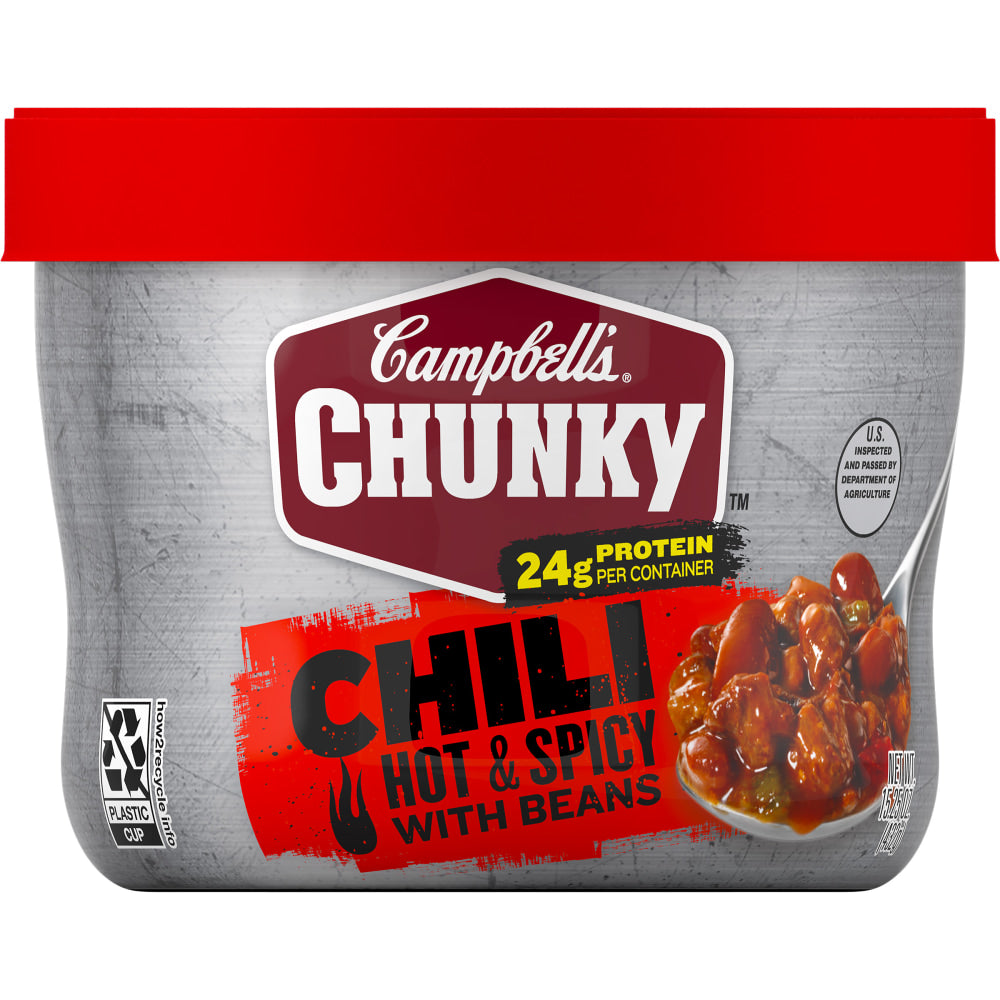 Campbells Chunky Firehouse Hot And Spicy Chili, 15.25 Oz, Case Of 8 Bowls