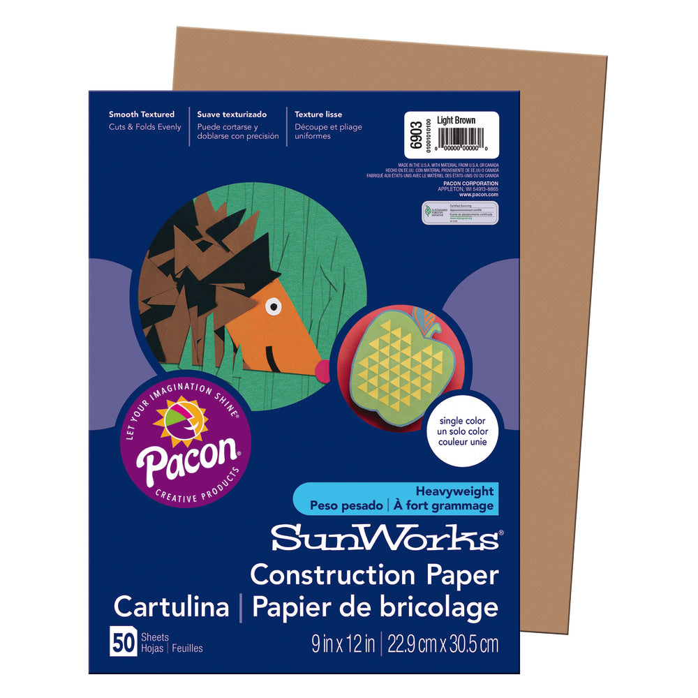 Prang Construction Paper, 9in x 12in, Light Brown, Pack Of 50