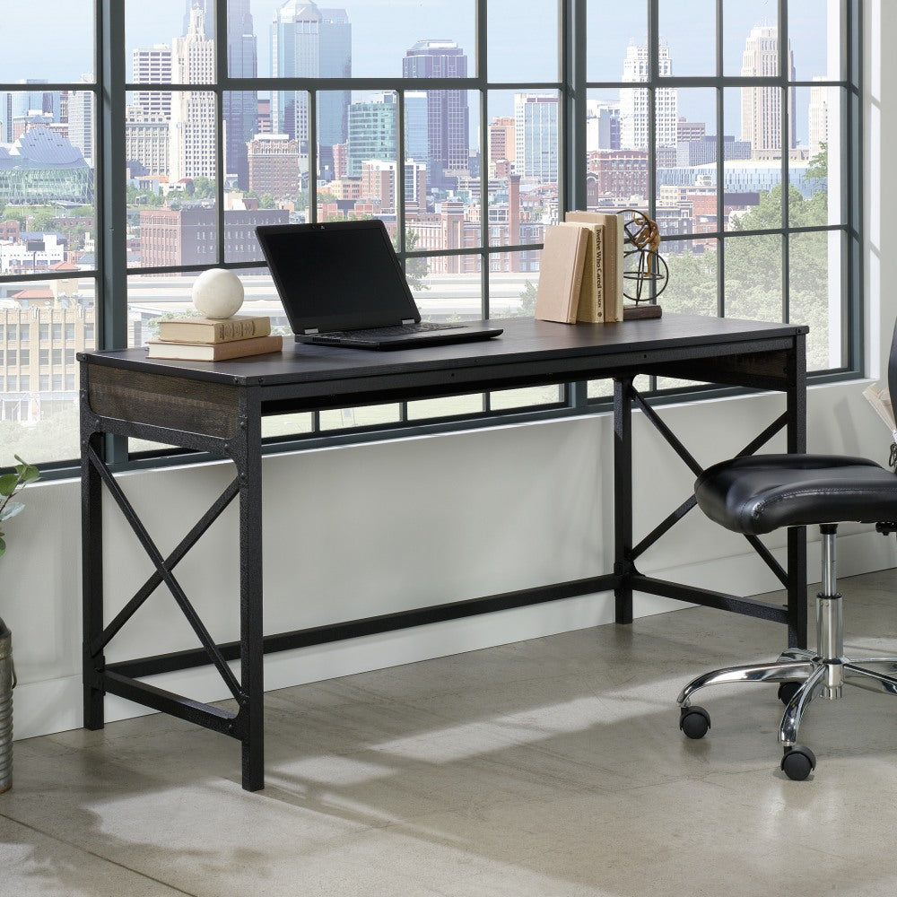 Sauder Foundry Road 59inW Commercial Office Table Computer Desk, Carbon Oak