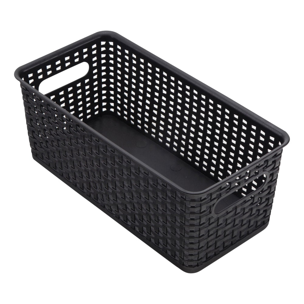 Realspace Plastic Weave Bookshelf Bin, Small Size, Black