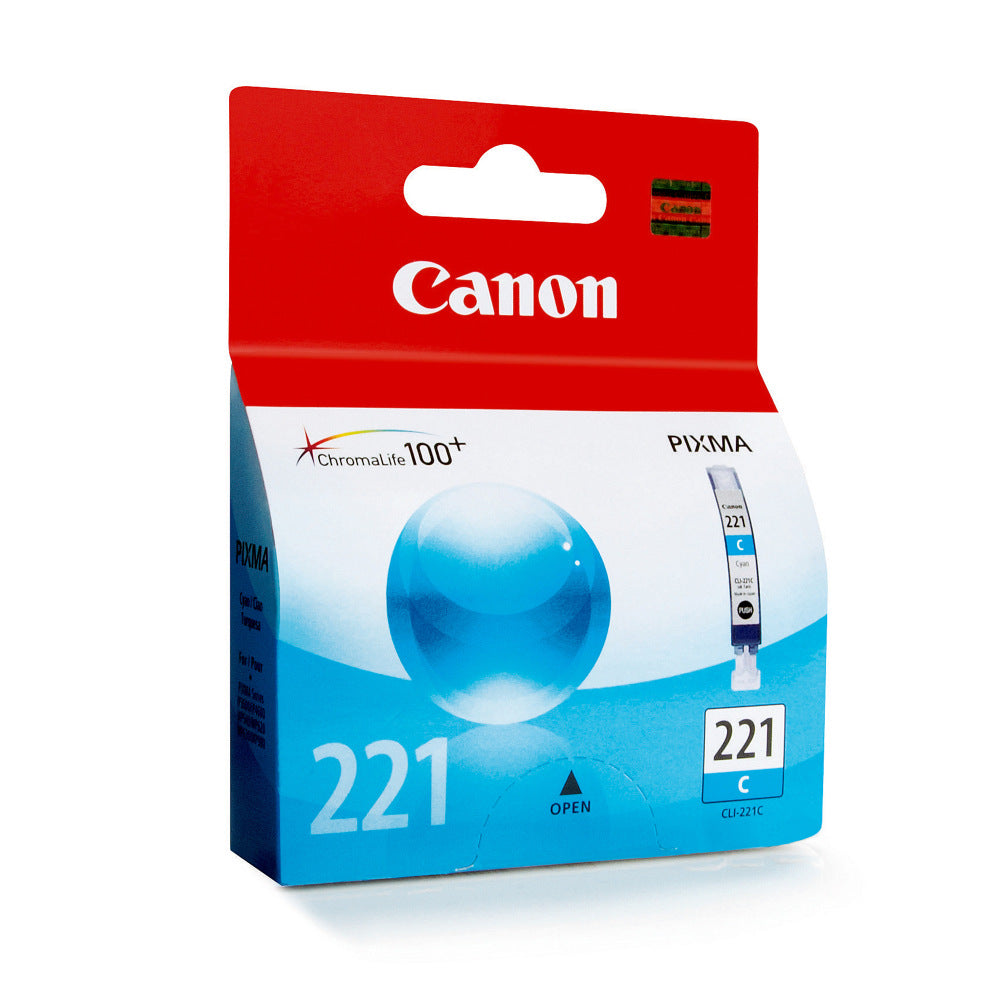 Canon CLI-221C ChromaLife 100+ Cyan Ink Tank, 2947B001