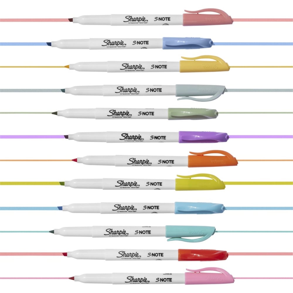 Sharpie S-Note Marker - Chisel Marker Point Style - Mild Assorted - 6 / Pack