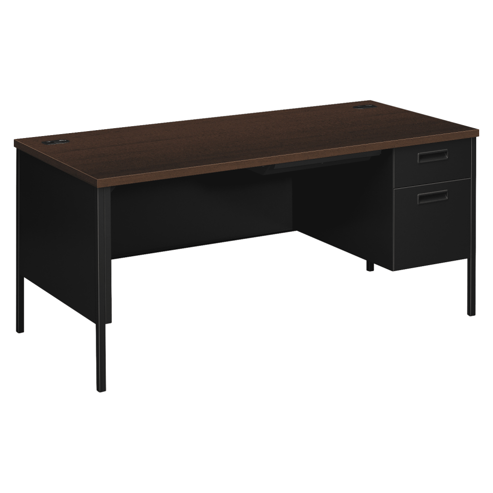 HON Metro Classic 66inW Right-Pedestal Computer Desk, Mocha/Black