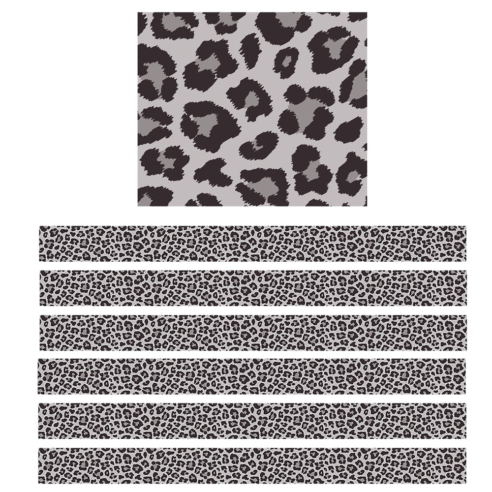 Teacher Created Resources Border Trim, Gray Leopard, 35', Set Of 6 Packs