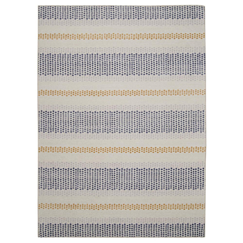 Linon Washable Outdoor Area Rug, Rennie, 5ft x 7ft, Ivory/Blue