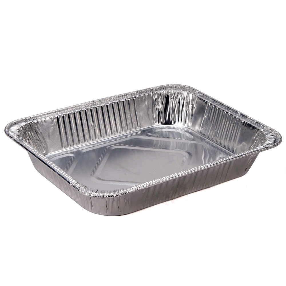 HFA Half Size Foil Pans, 128 Oz, 12 3/4in x 10 3/8in x 3 3/16in, Silver, Carton Of 100