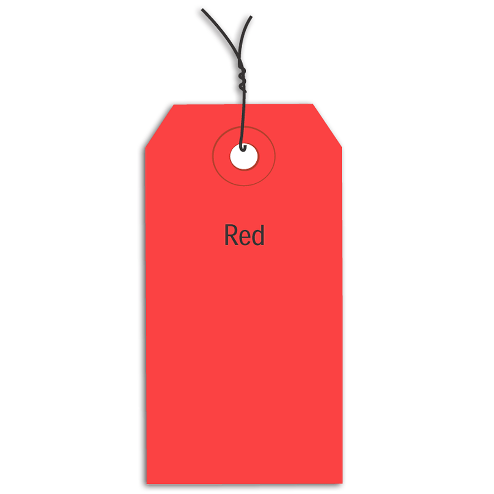 Partners Brand Prewired Color Shipping Tags, #3, 3 3/4in x 1 7/8in, Red, Box Of 1,000