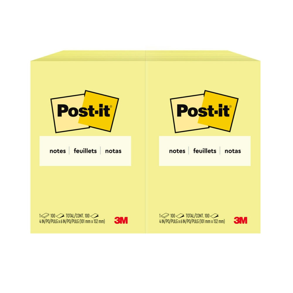 Post-it Notes, 4 in x 6 in, 12 Pads, 100 Sheets/Pad, Clean Removal, Canary Yellow