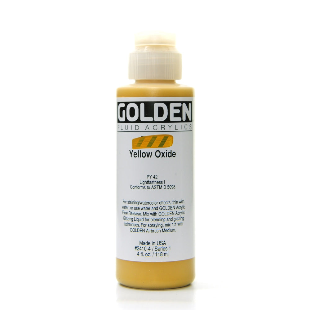 Golden Fluid Acrylic Paint, 4 Oz, Yellow Oxide