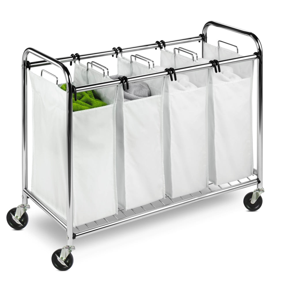 Honey-Can-Do Heavy-Duty Quad Laundry Sorter, Chrome/White