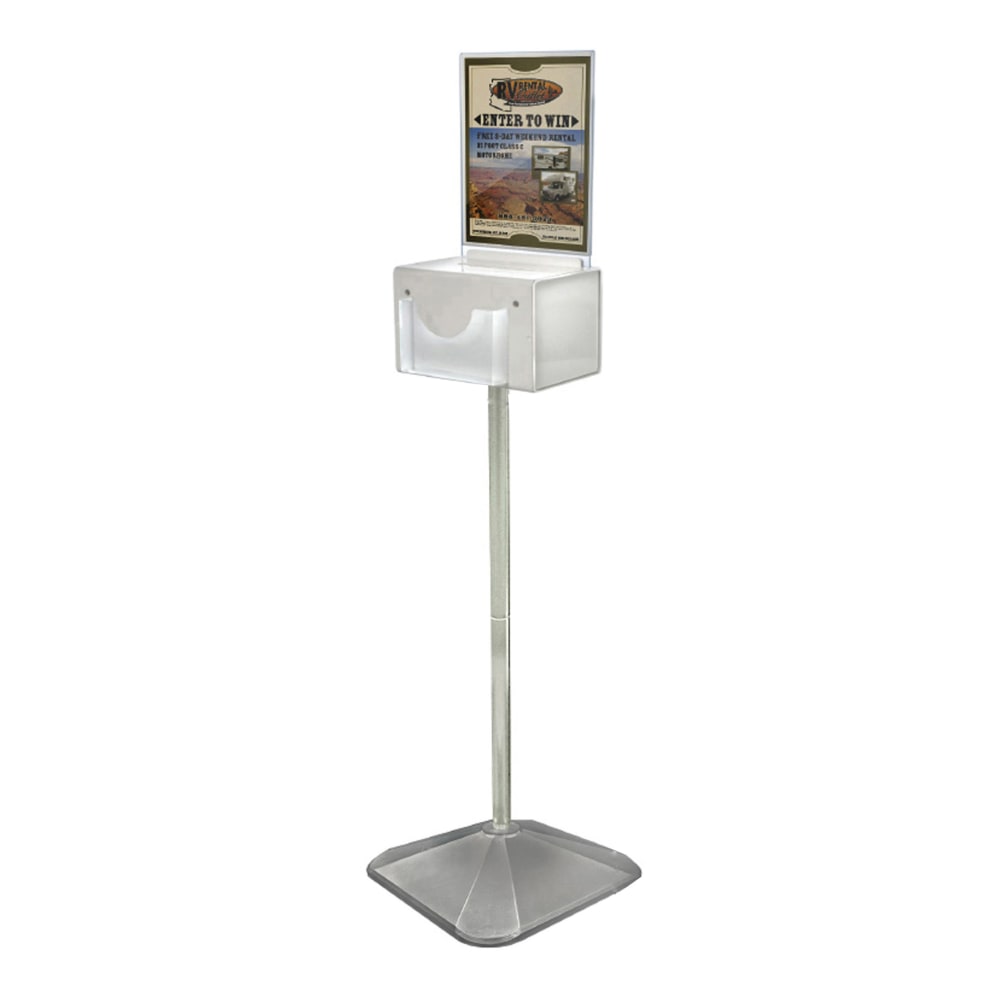 Azar Displays Large Lottery Box With Pocket And Pedestal Stand, 54-1/2inH x 16inW x 16inD, White