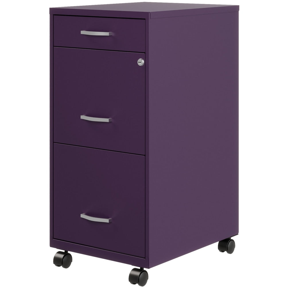 Realspace SOHO Organizer 18inD Vertical 3-Drawer Mobile File Cabinet, Purple