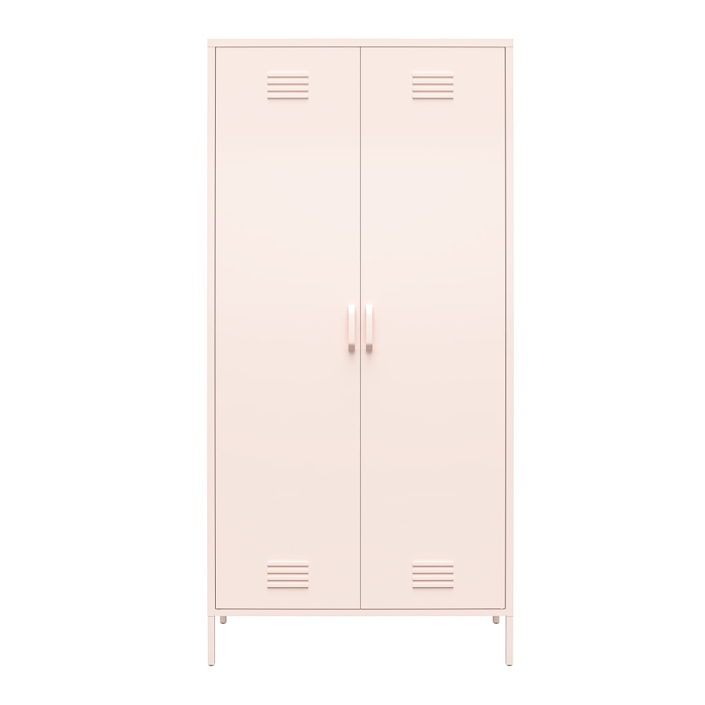 Ameriwood Home Mission District Tall 2-Door Metal Locker Cabinet, 72-7/8inH x 35-7/16inW x 15-3/4inD, Pink