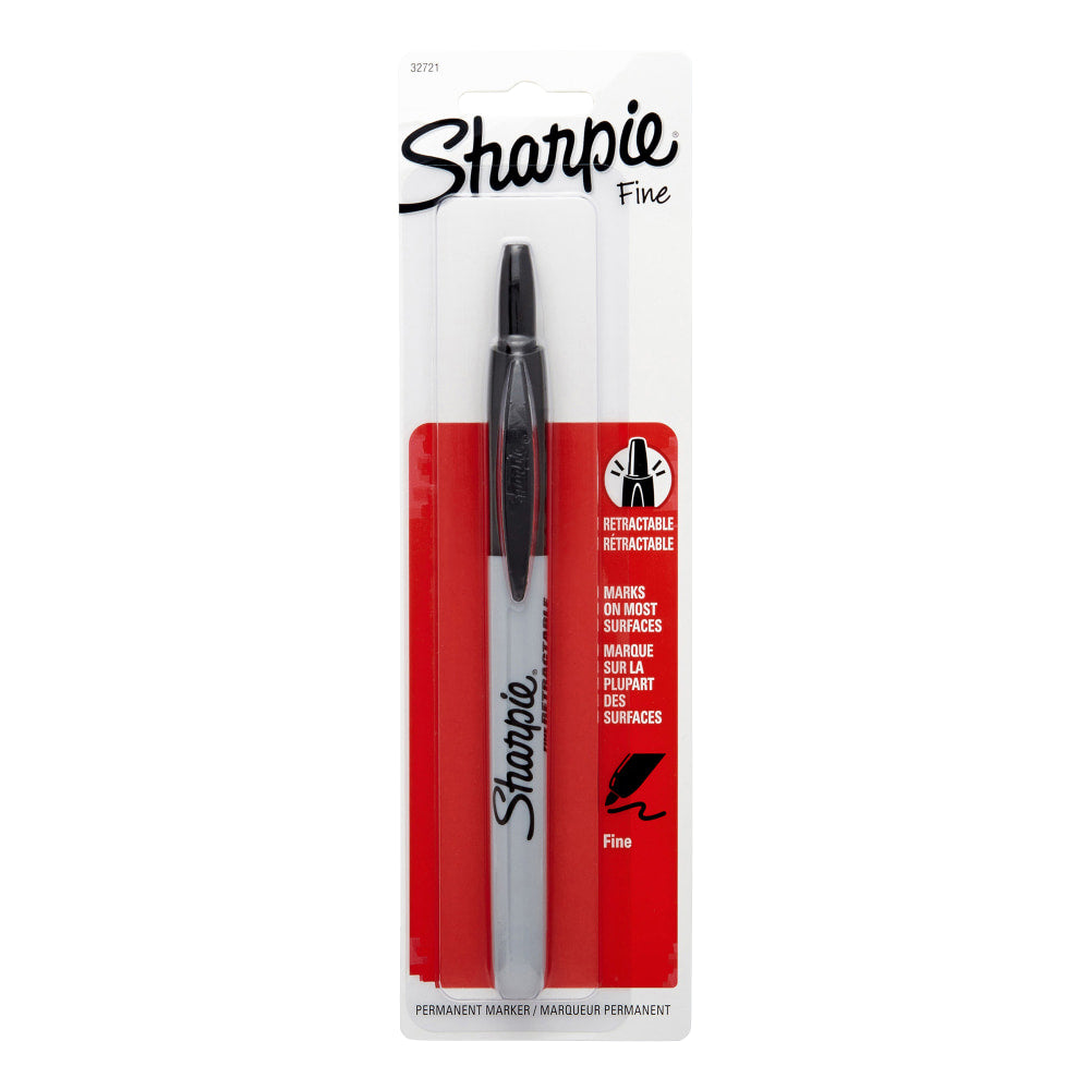 Sharpie Retractable Permanent Marker, Fine Point, Black