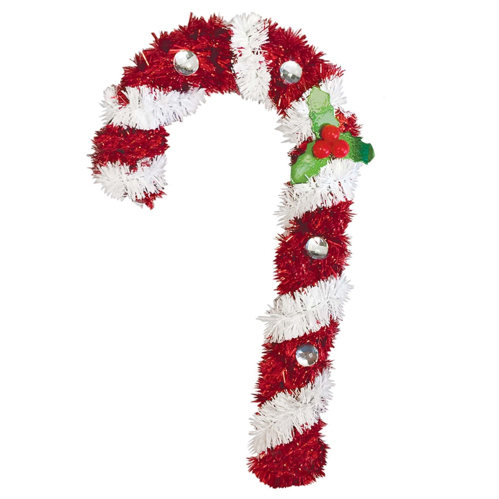 Amscan 241327 Christmas Small 3D Tinsel Candy Canes, 6-1/2inH x 3-1/2inW x 2inD, Red, Set Of 8 Canes