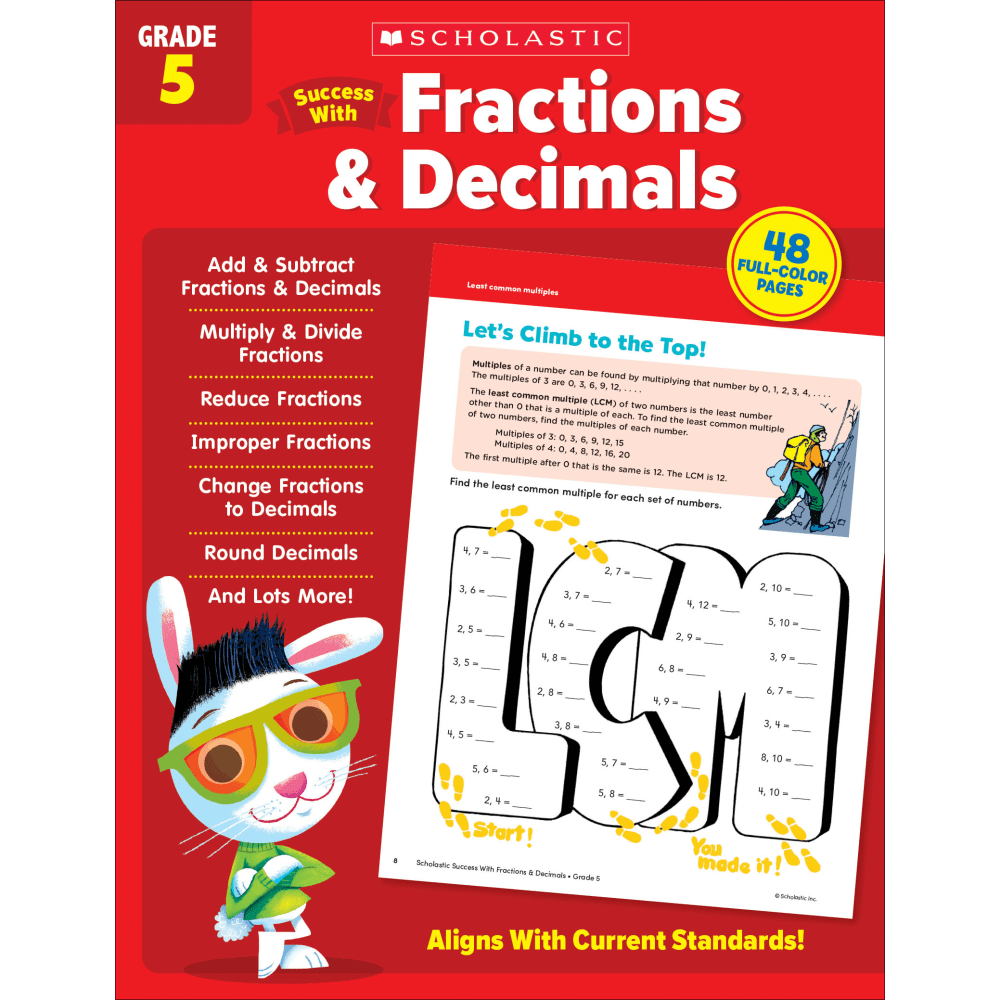 Scholastic Success With Fractions & Decimals Workbook, Grade 5