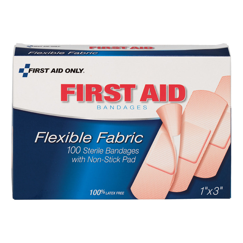 First Aid Only Fabric Bandages, 1in x 3in, Box Of 100