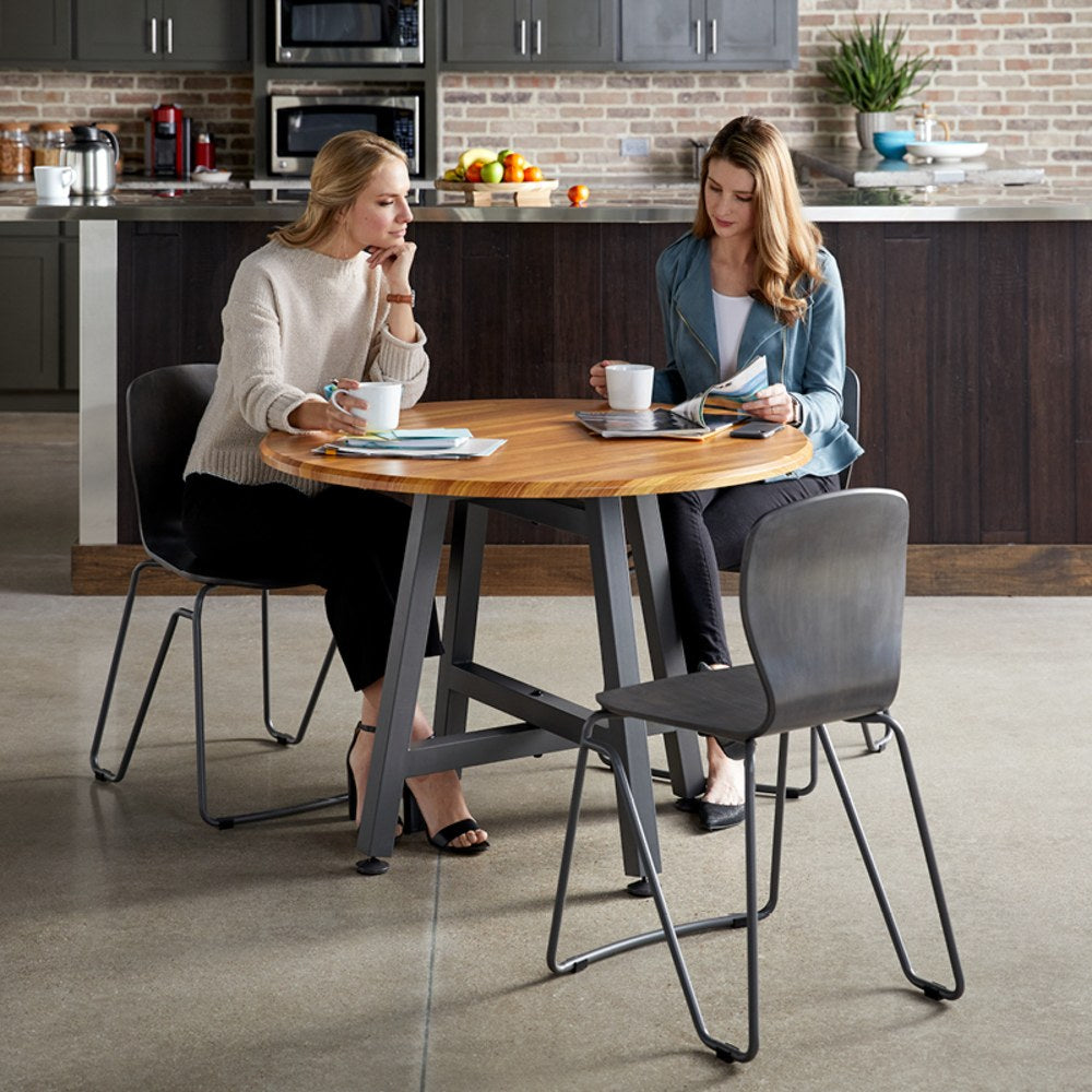 Vari Butcher Block Round Table, Brown/Gray