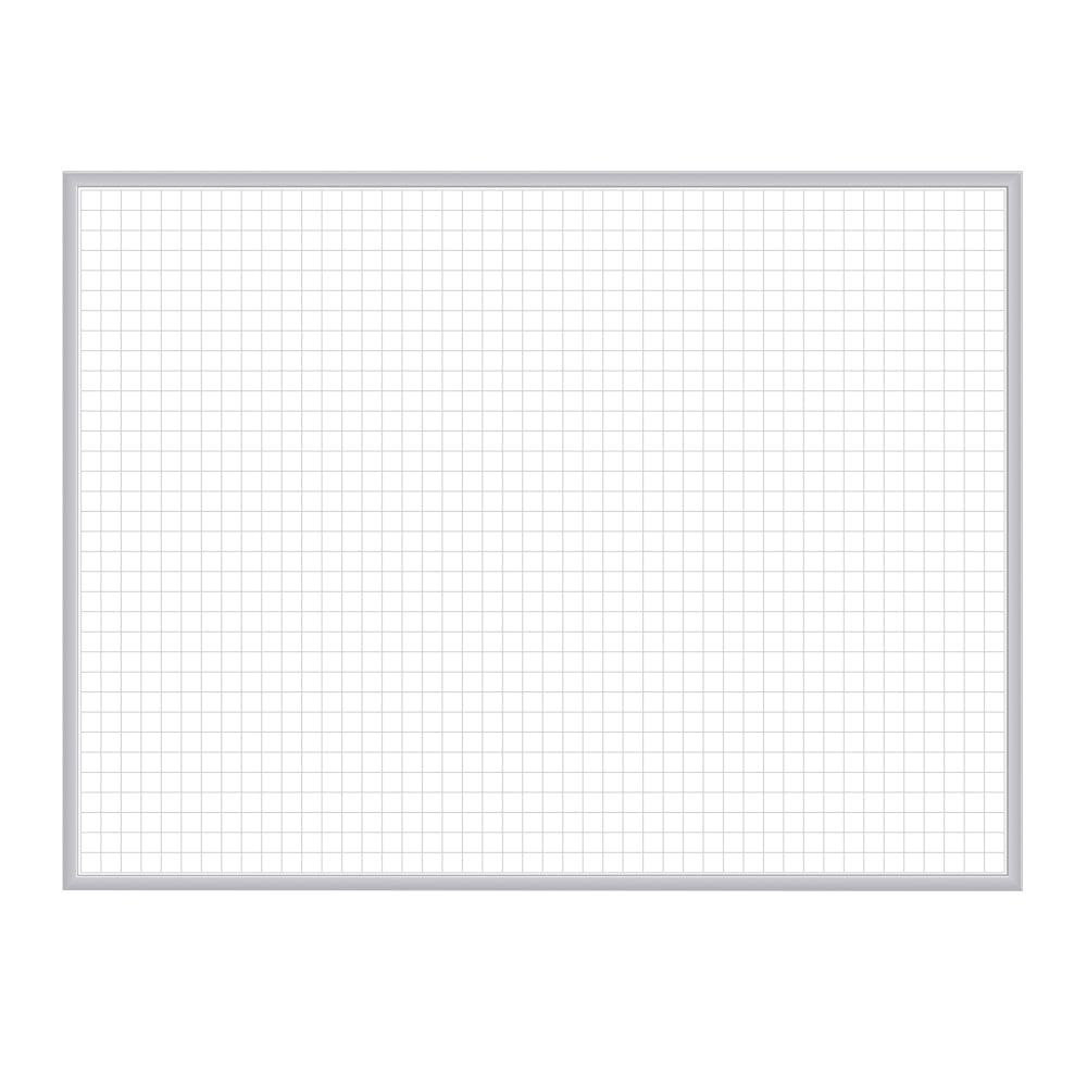 Ghent 1in x 1in Grid Magnetic Dry-Erase Whiteboard, 48in x 72in, Aluminum Frame With Satin Silver Finish