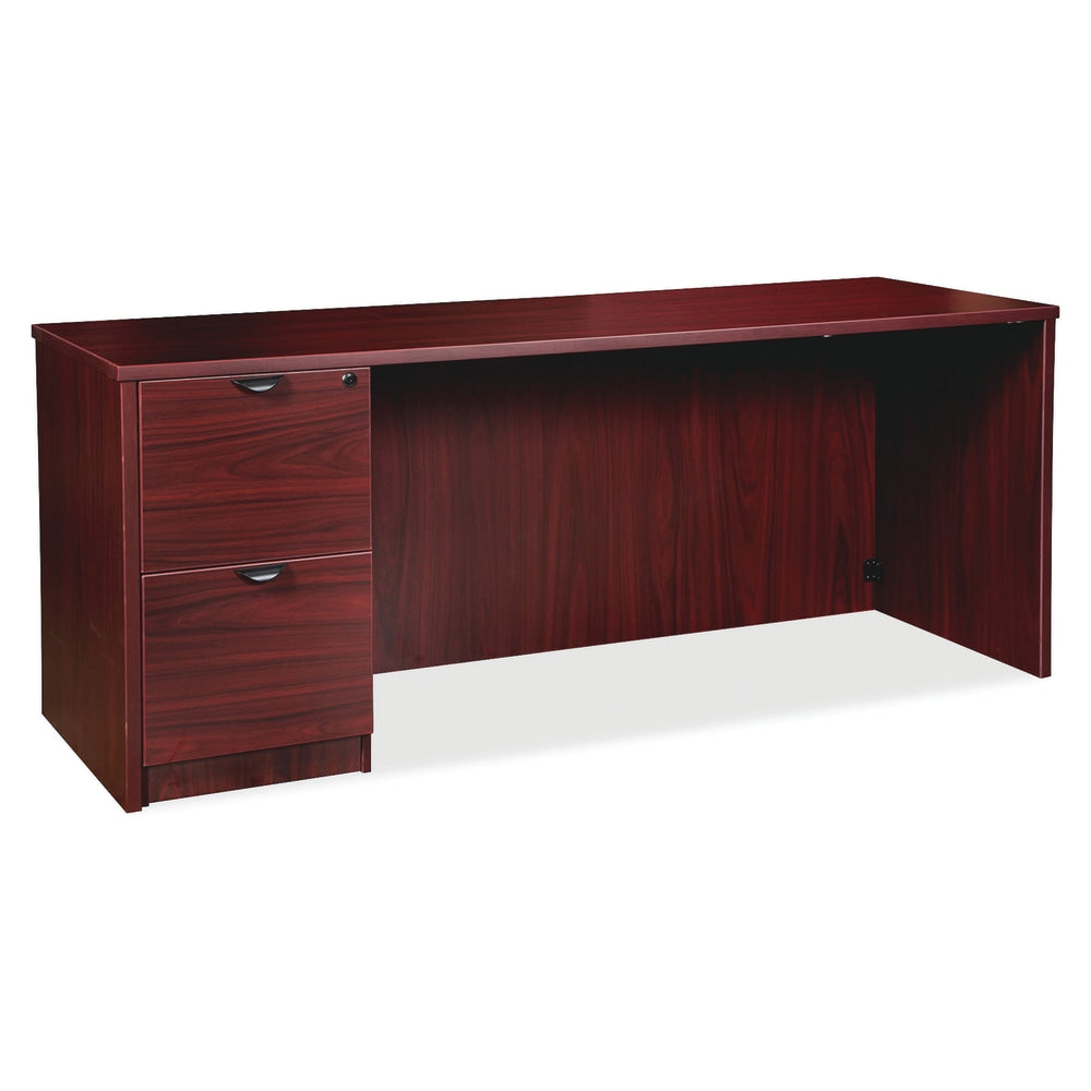 Lorell Prominence 2.0 72inW Left-Pedestal Credenza Computer Desk, Mahogany