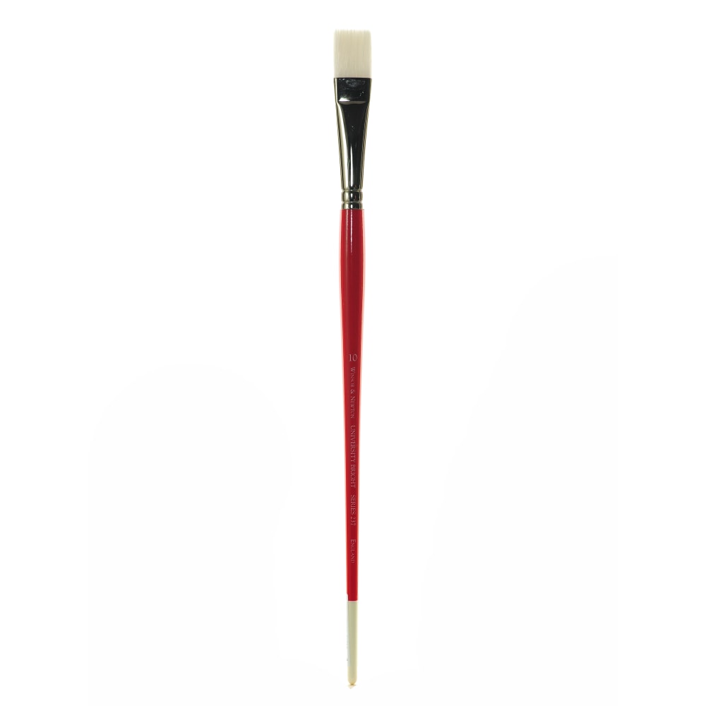 Winsor & Newton University Series Long-Handle Paint Brush 237, Size 10, Bright Bristle, Red