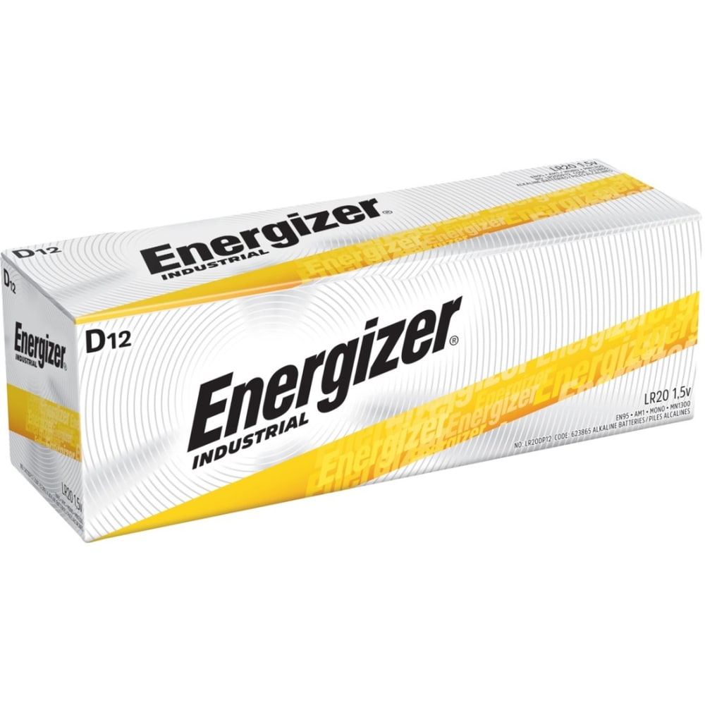 Energizer Industrial D Alkaline Batteries, Pack Of 12