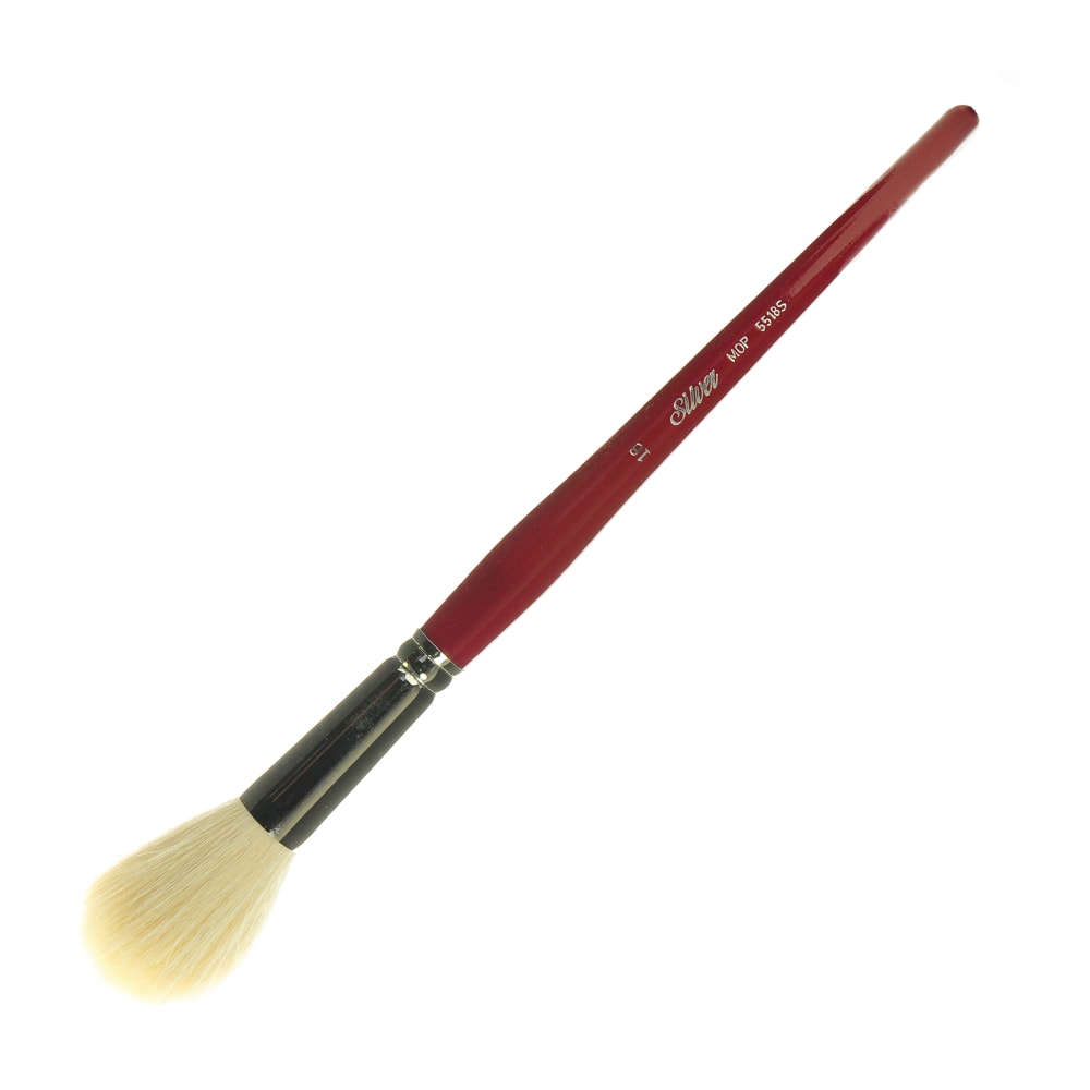 Silver Brush White Mop Paint Brush, 5518S, Size 16, Round Bristle, Goat Hair, Dark Red