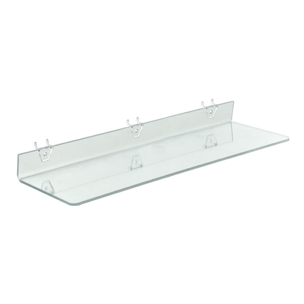 Azar Displays Acrylic Shelves For Pegboard And Slatwall Systems, 24in x 6in, Clear, Pack Of 4 Shelves