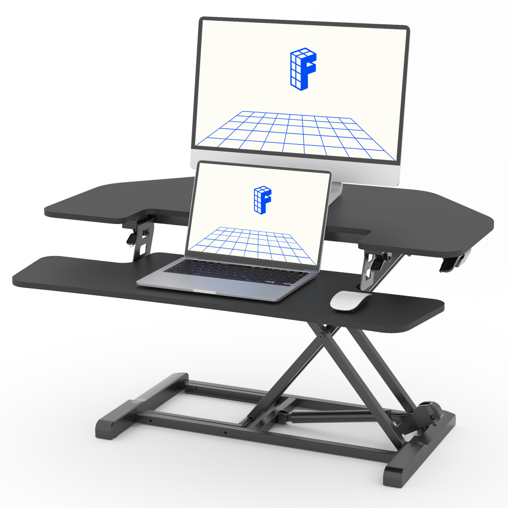 FlexiSpot M7-E Series Desk Riser, Corner, 4-3/4in to 19-3/4inH x 36inW x 19-3/4inD, Black