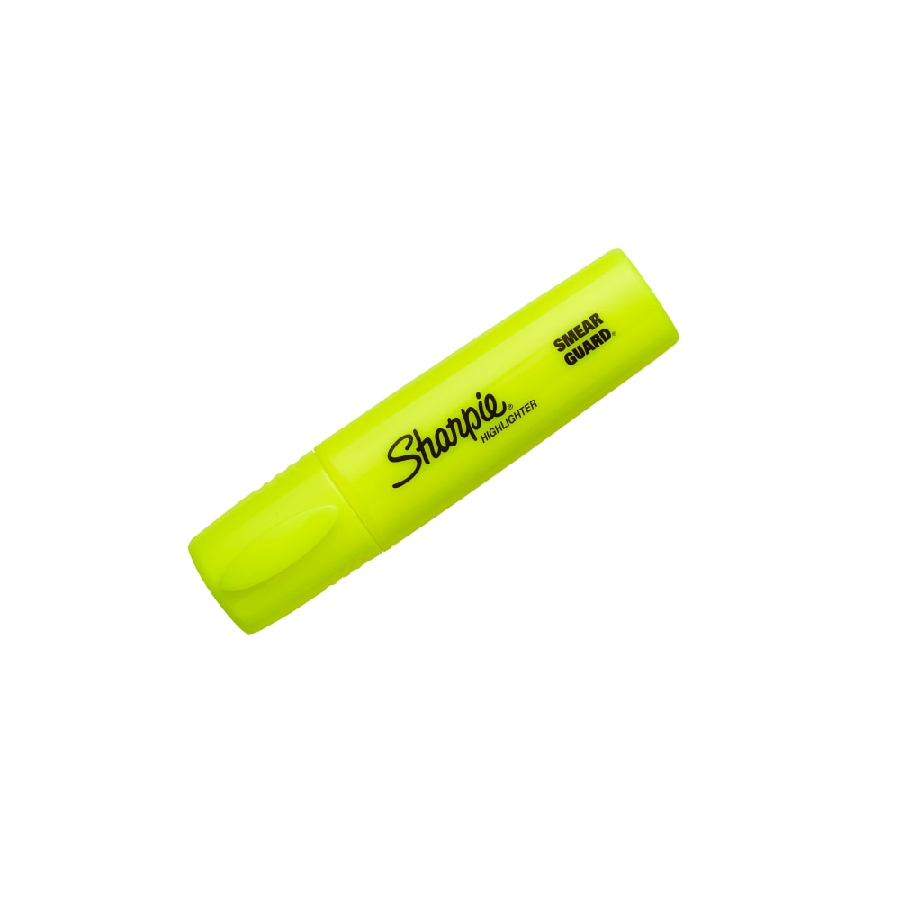 Sharpie Blade Highlighters, Chisel Point, Fluorescent Yellow, Pack Of 12