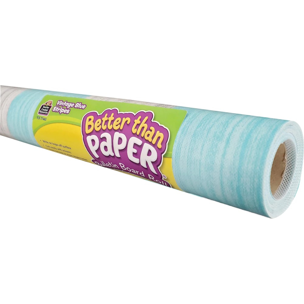 Teacher Created Resources Better Than Paper Bulletin Board Paper Rolls, 4ft x 12ft, Vintage Blue Stripes, Pack Of 4 Rolls