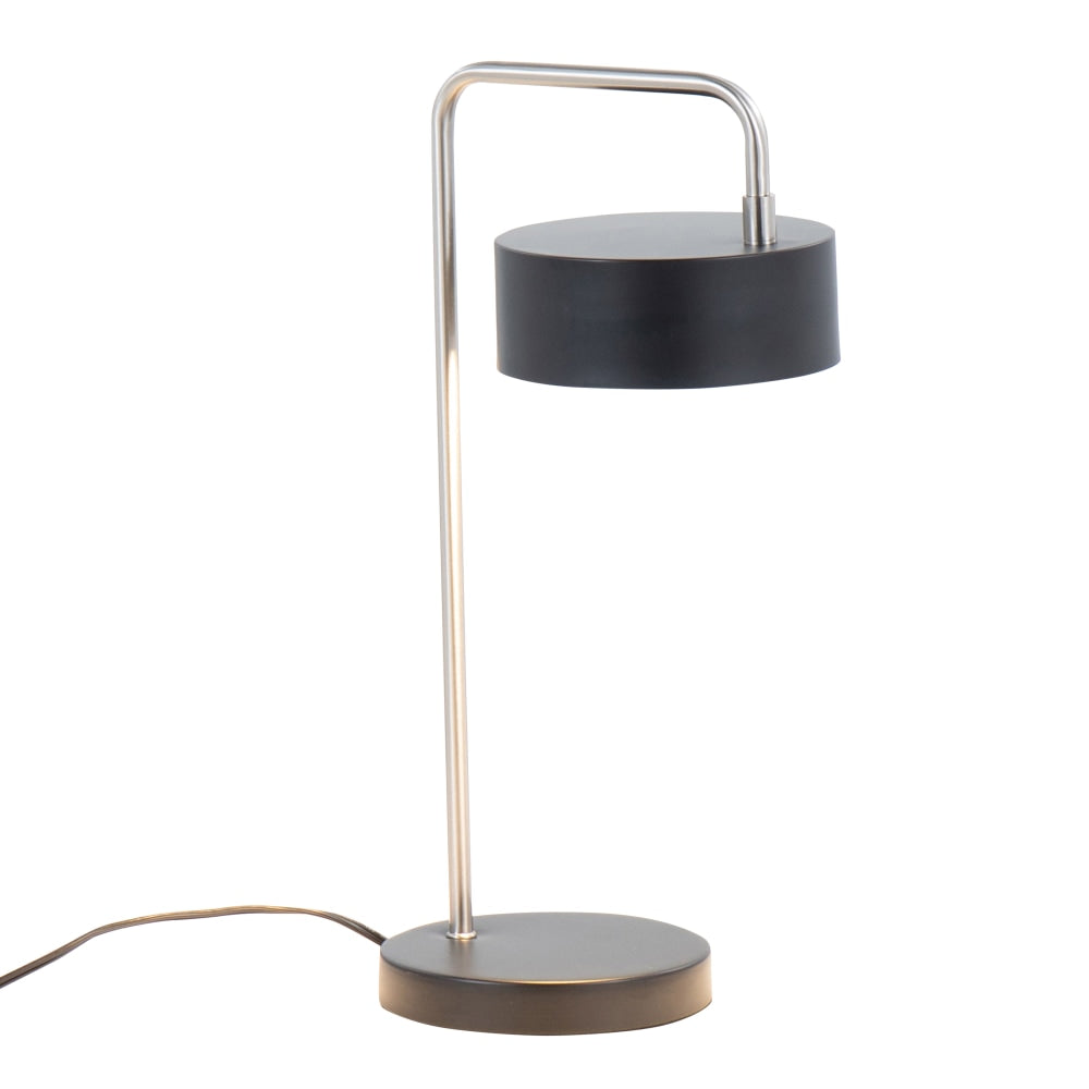 LumiSource Puck Contemporary Table Lamp, 17-3/4inH, Nickel/Black