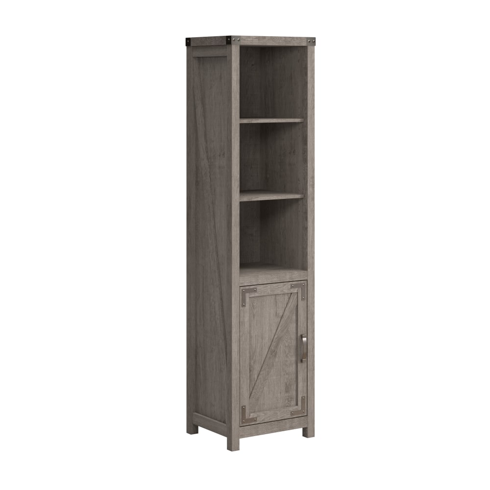 Bush Furniture Knoxville 72inH Narrow 5-Shelf Bookcase With Door, Restored Gray, Standard Delivery