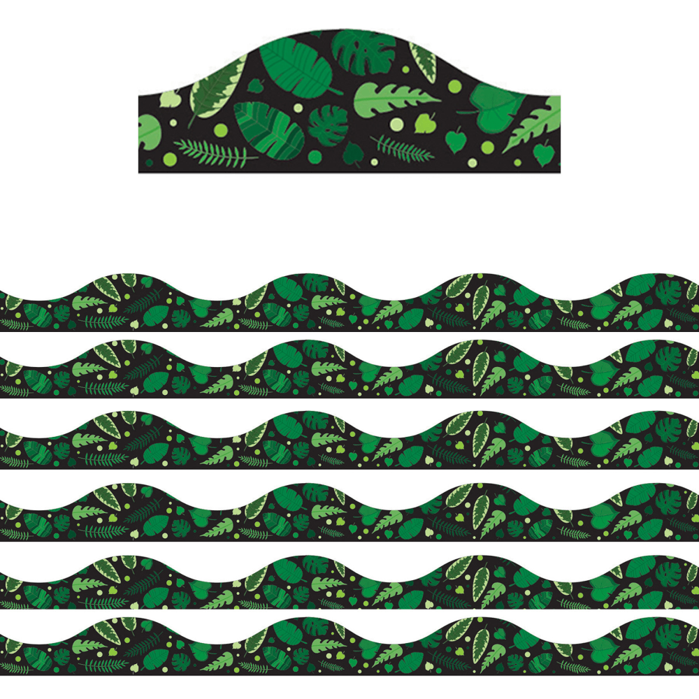 Ashley Productions Magnetic Scallop Border, Greenery On Black, 12ft Per Pack, Set Of 6 Packs