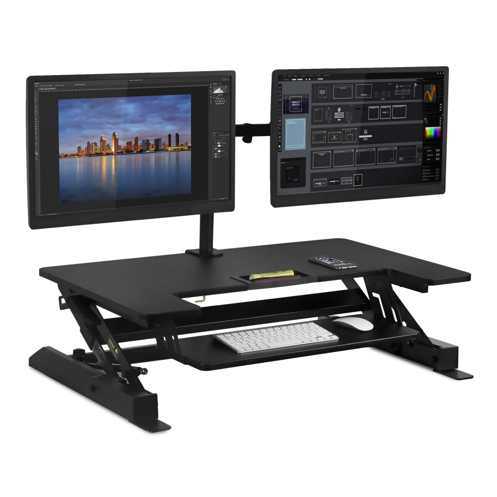 Mount-It! MI-7934 22inW Standing Desk Converter With Dual-Monitor Mount, Black