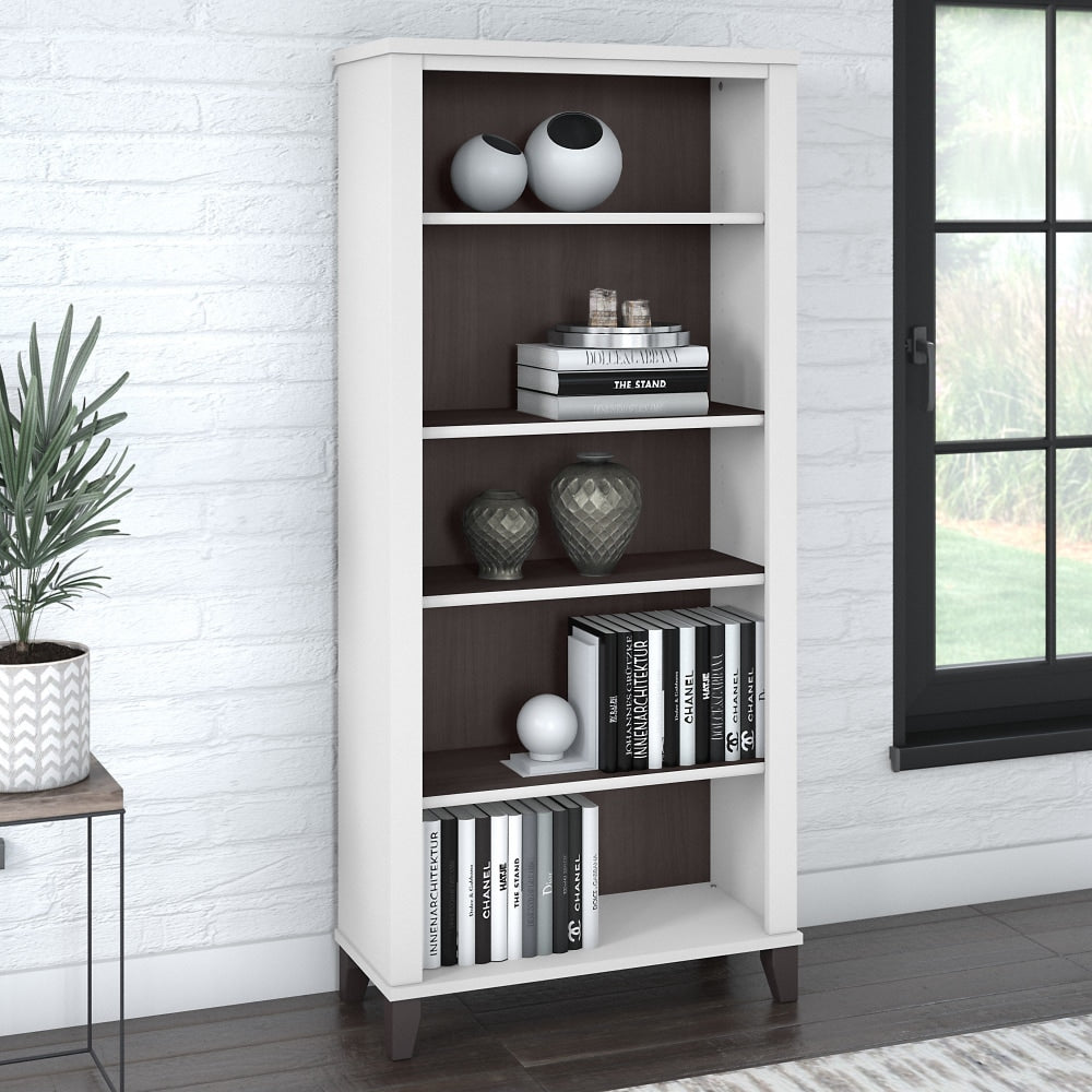 Bush Business Furniture Somerset 66inH 5-Shelf Bookcase, Storm Gray/White, Standard Delivery