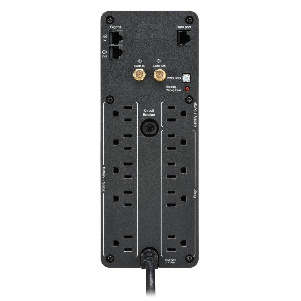 APC Back-UPS Pro 10-Outlet Tower Uninterruptible Power Supply, 1,500VA/900 Watts, BN1500M2