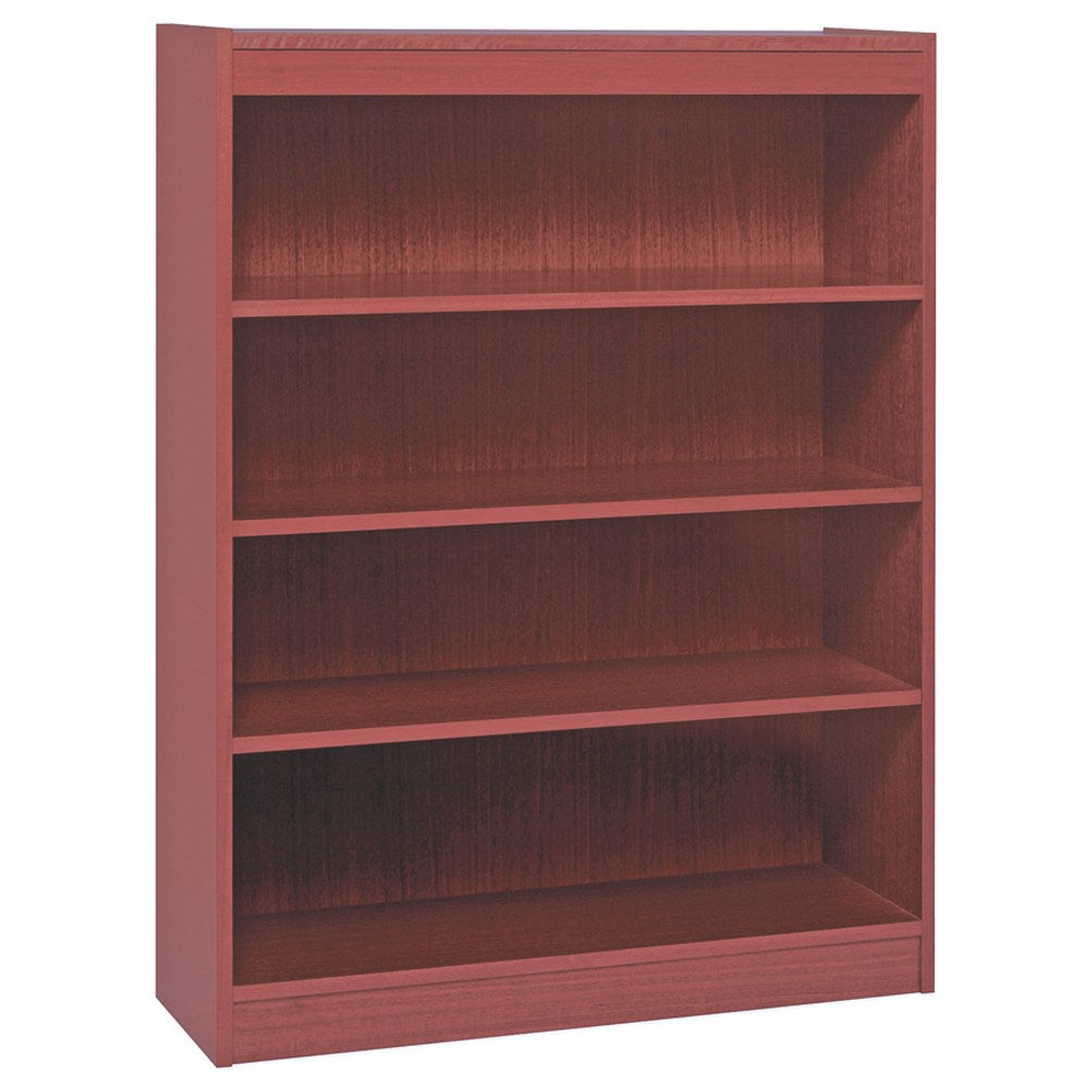 Lorell Veneer Modular Shelving Bookcase, 4-Shelf, 48inH x 36inW x 12inD, Mahogany