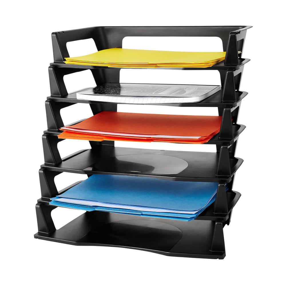 Rubbermaid Regeneration Letter Tray, 2 3/4inH x 9inW x 15 1/4inD, Black, 1 Pack Of 6 Trays