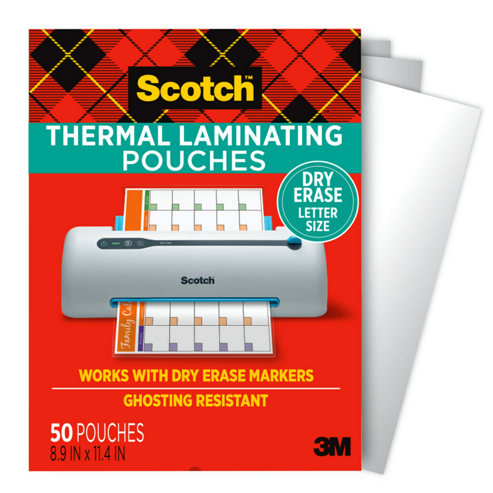 Scotch Thermal Laminating Pouches, 50 Laminating Sheets, 3 mil.,  Laminate Business Cards, Banners and Essays, Ideal Office or Back to School Supplies, Fits Letter Size (8.9 in. x 11.4 in.) Paper