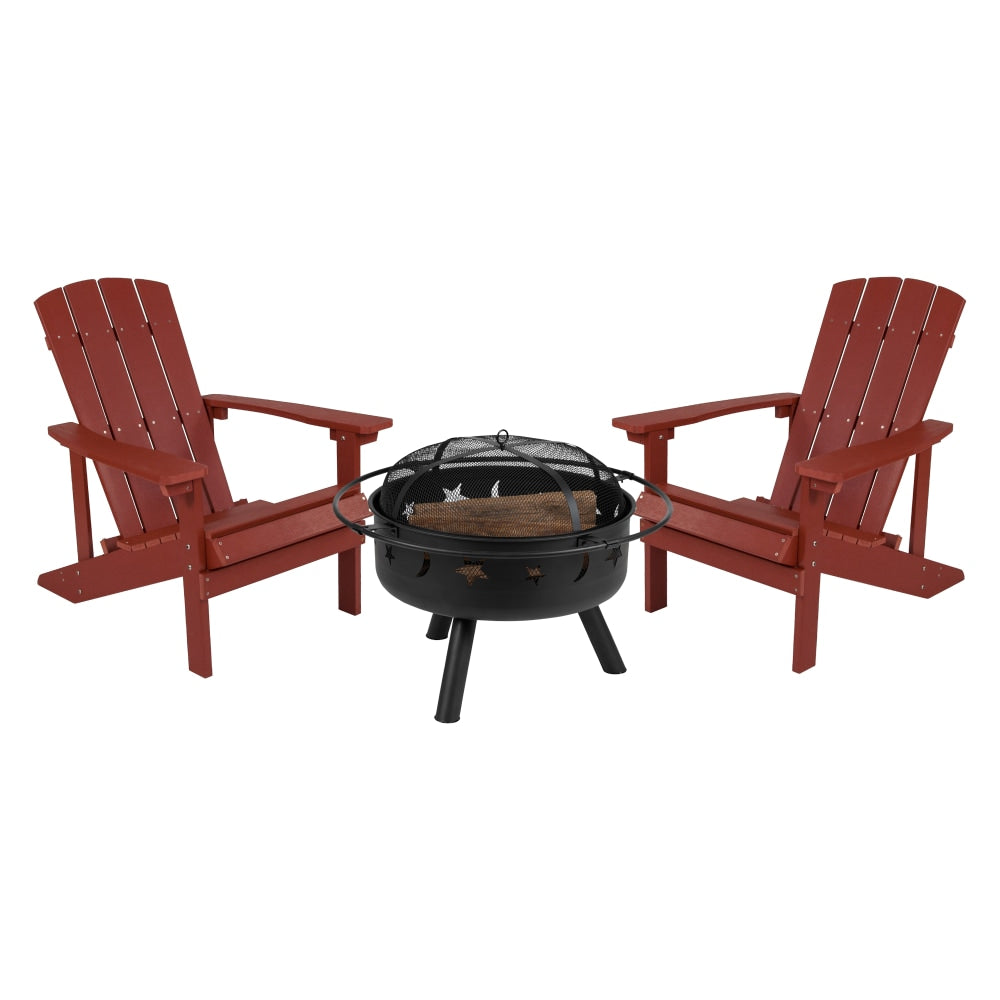 Flash Furniture 3-Piece Charlestown Adirondack Chair Set, Red