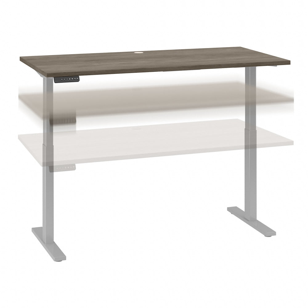 Bush Business Furniture Move 60 Series 60inW Height-Adjustable Standing Desk, Modern Hickory/Cool Gray Metallic, Standard Delivery